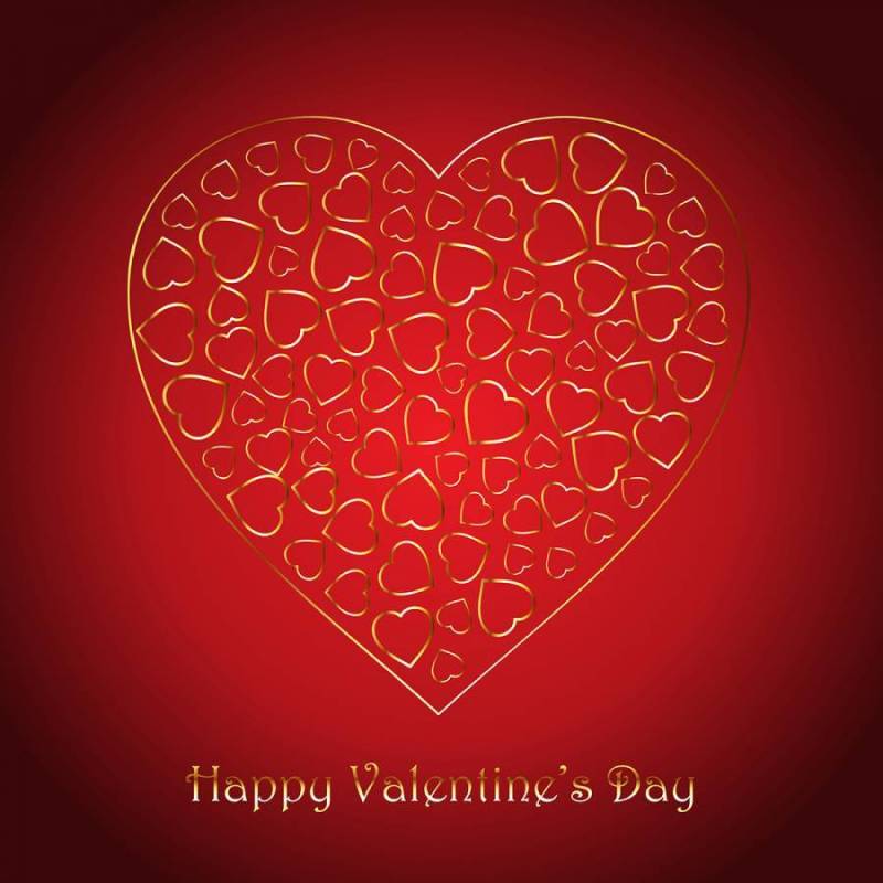 情人节＆＃x天的背景与装饰金心设计