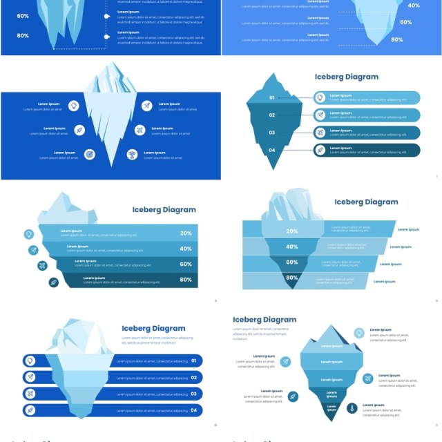 蓝色系市场分析冰山图信息图ppt素材