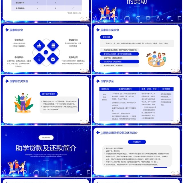 蓝色简约风国家资助政策宣传PPT模板 蓝色简约风国家资助政策宣传PPT模板