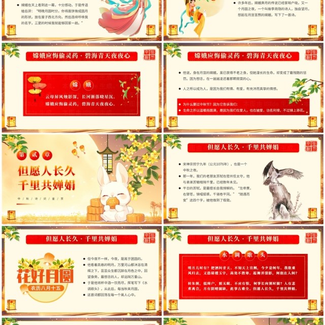 红色中国风中秋节诗词鉴赏PPT模板 红色中国风中秋节诗词鉴赏PPT模板