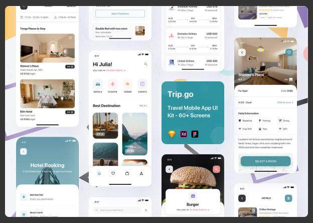 旅行应用程序用户界面工具包Trip Go Travel App UI Kit 旅行应用程序用户界面工具包Trip Go Travel App UI Kit