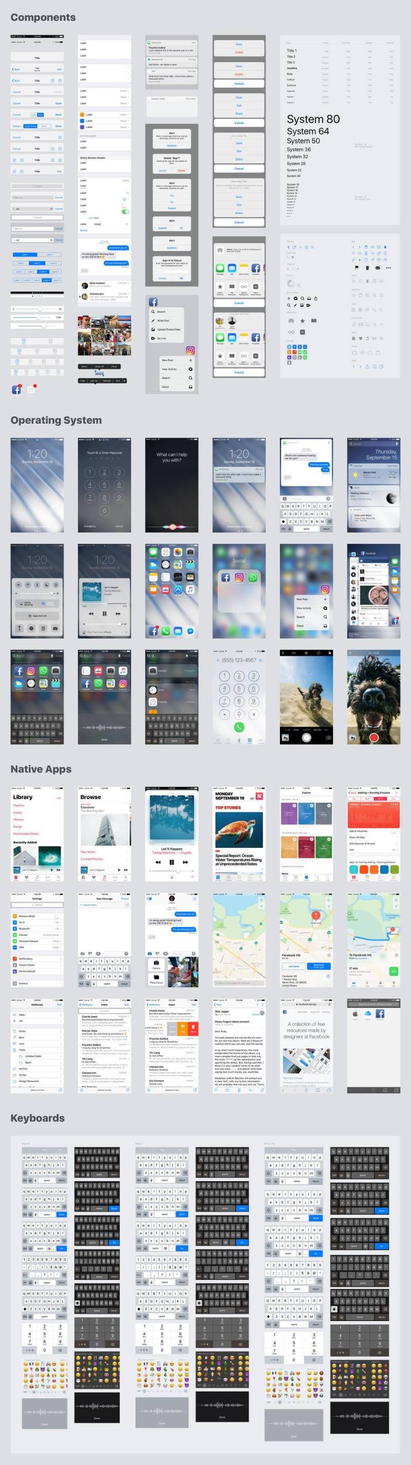 Facebook iOS 10 GUI