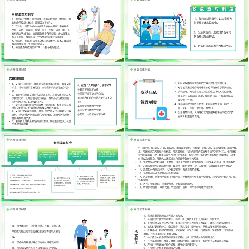 绿色简约风病房管理规章制度PPT模板