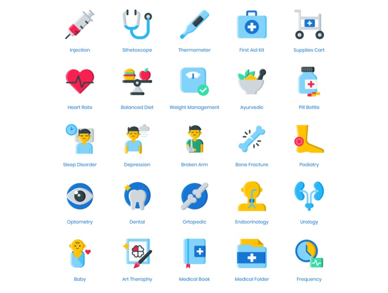 105医疗＆医疗保健产业的平的传染媒介象。，105医疗医疗保健象