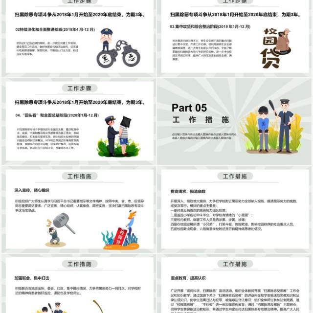 卡通风风校园扫黑除恶专项斗争实施方案PPT模板 卡通风风校园扫黑除恶专项斗争实施方案PPT模板
