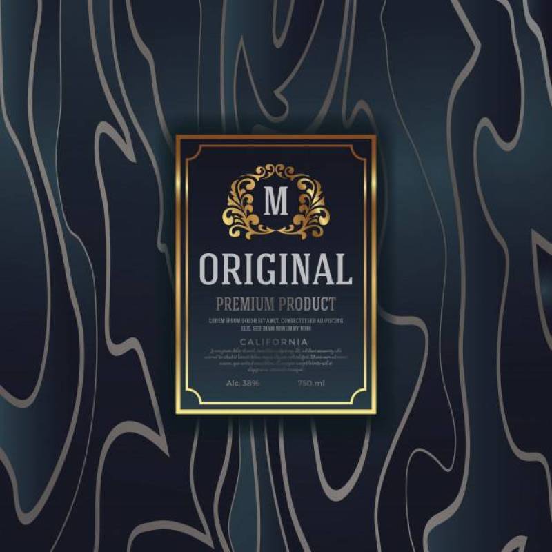 高级豪华包装设计与纹章标志标签。矢量图