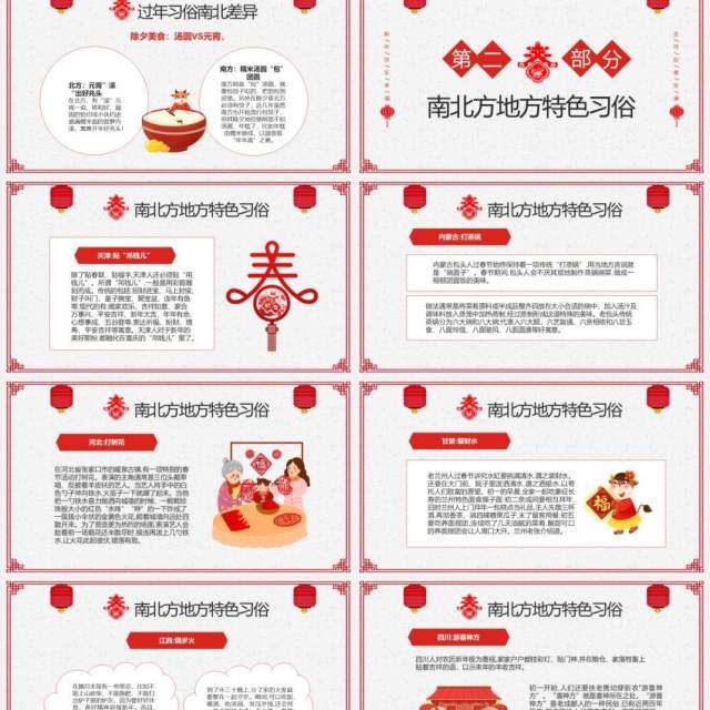 红色喜庆剪纸风中国传统节日春节南北方不同习俗主题班会PPT模板 红色喜庆剪纸风中国传统节日春节南北方不同习俗主题班会PPT模板
