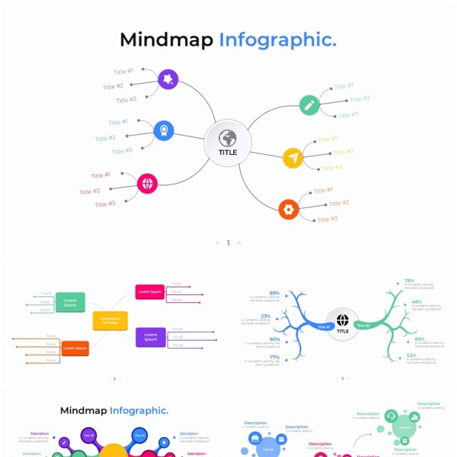 思维导图脑图架构图PPT信息图表素材模板Mindmap PowerPoint Infographic Template