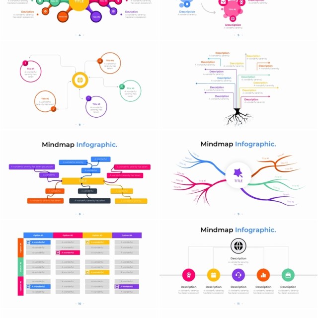 思维导图脑图架构图PPT信息图表素材模板Mindmap PowerPoint Infographic Template