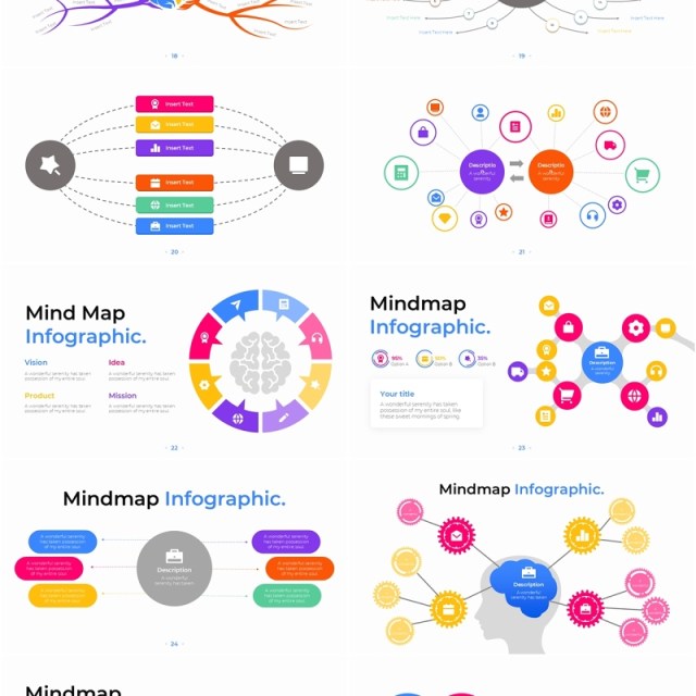 思维导图脑图架构图PPT信息图表素材模板Mindmap PowerPoint Infographic Template