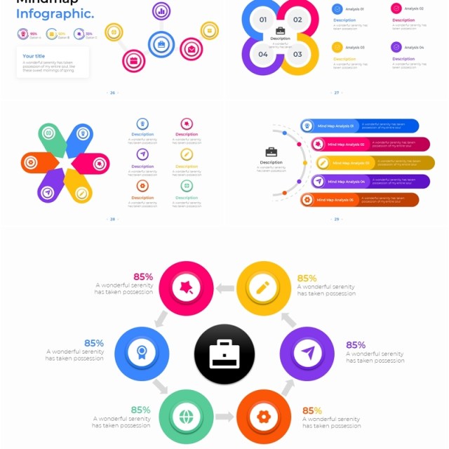 思维导图脑图架构图PPT信息图表素材模板Mindmap PowerPoint Infographic Template