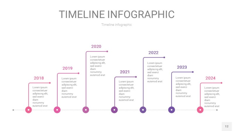 渐变粉色时间轴PPT信息图12