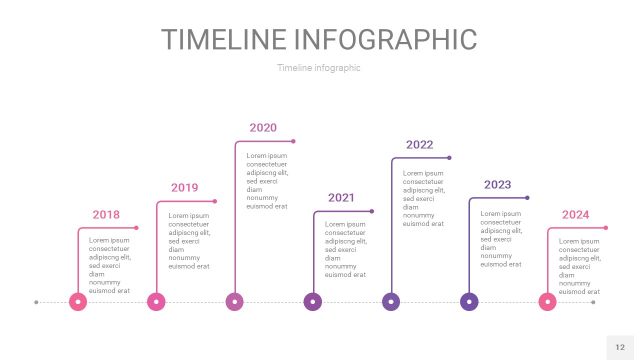 渐变粉色时间轴PPT信息图12