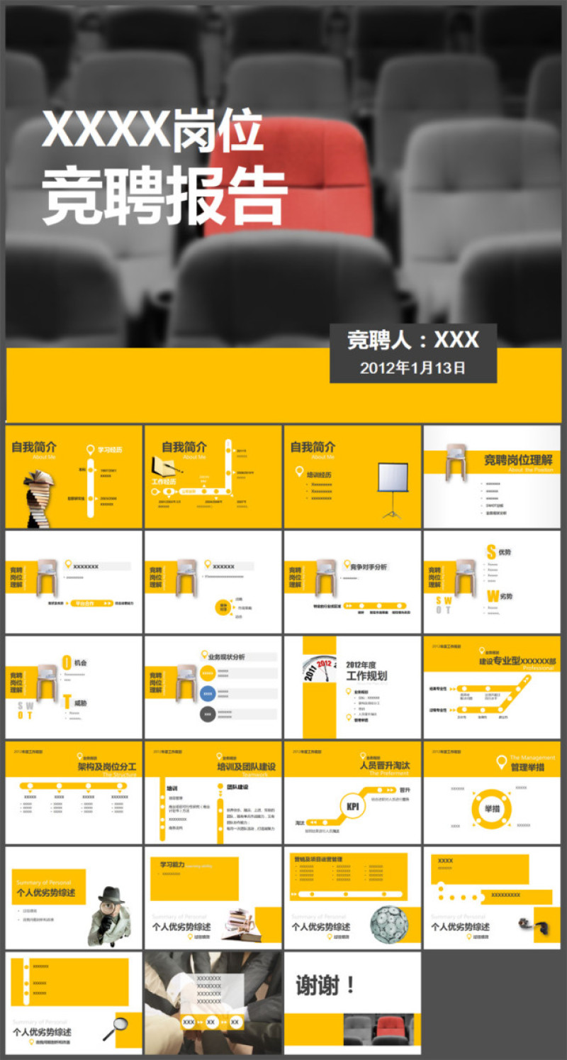 自我介绍岗位竞聘报告PPT模板