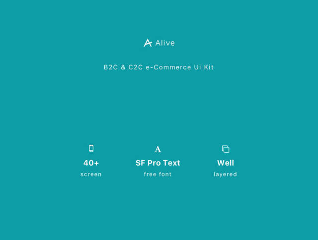 专为Sketch和Adobe XD。，Alive App Ui Kit设计的高品质B2C和C2C电子商务应用UI套件