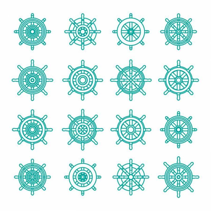 船轮图标线性集合