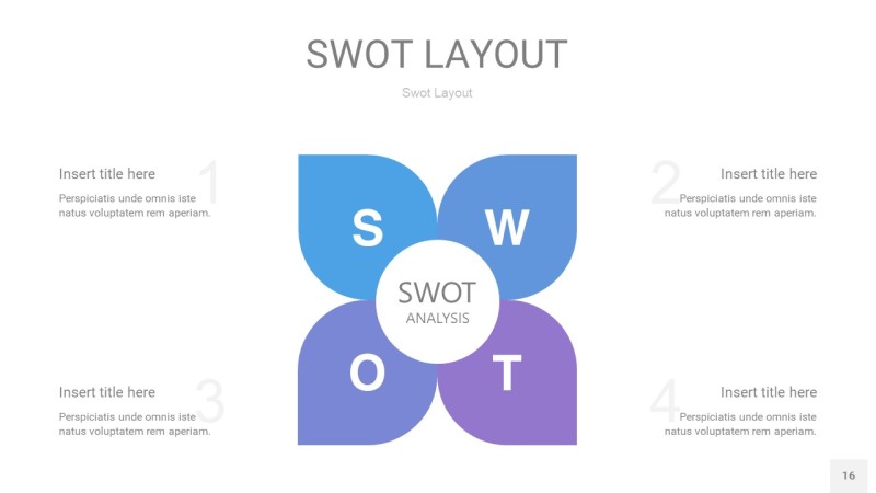 紫蓝色SWOT图表PPT16