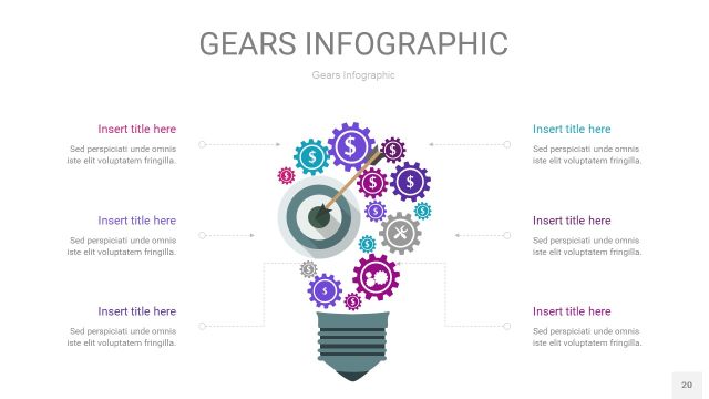 玫瑰紫色齿轮PPT信息图20