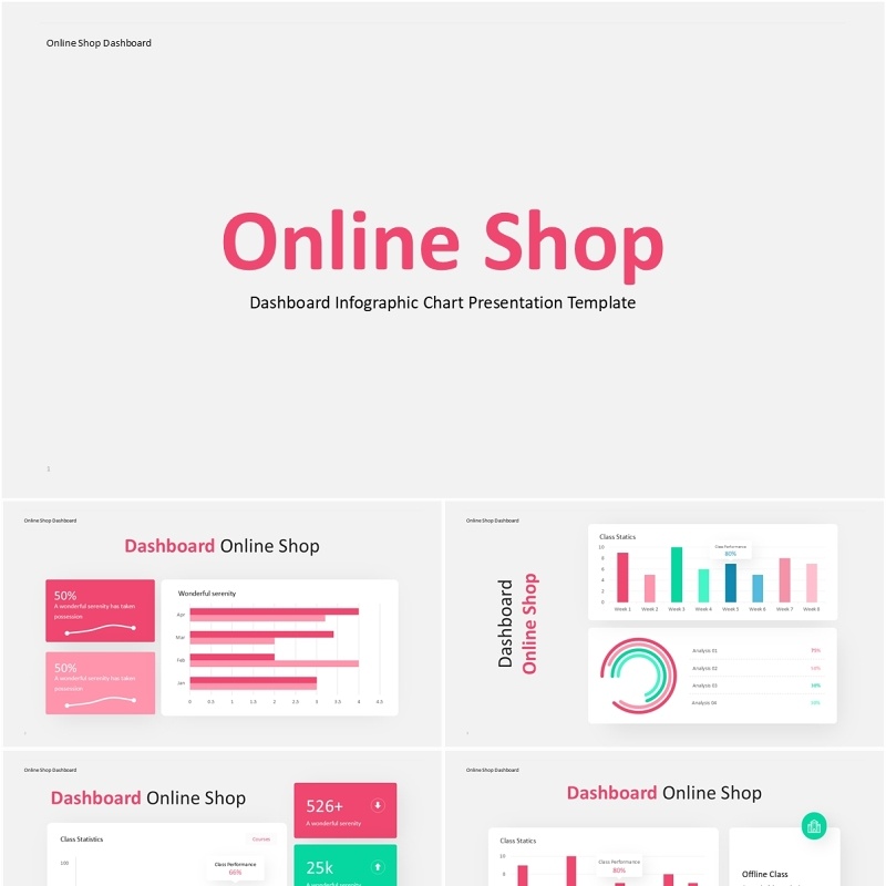 网店线上仪表盘PPT模板Dashboard Online Shop (Light)