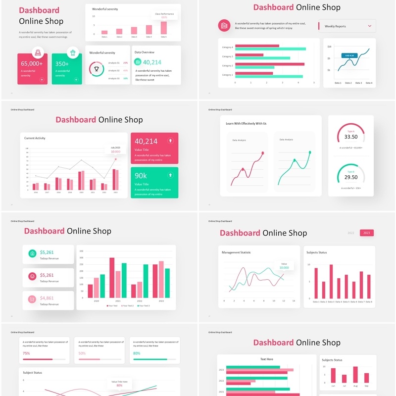 网店线上仪表盘PPT模板Dashboard Online Shop (Light)