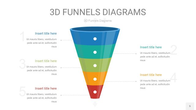 彩色3D漏斗PPT信息图表5
