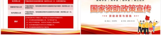 红色卡通风国家资助政策宣传PPT模板 红色卡通风国家资助政策宣传PPT模板