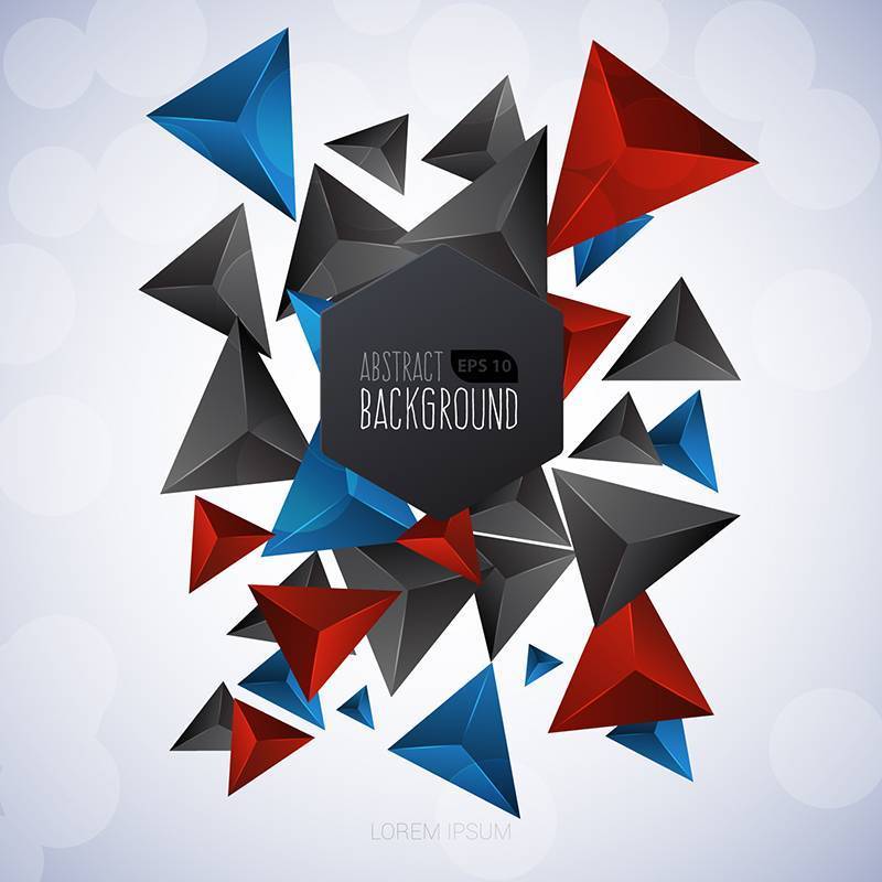 红色和蓝色三角形抽象背景