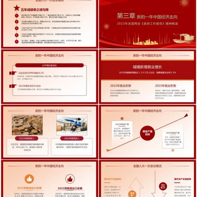 红色简约风数读2023全国两会PPT模板 红色简约风数读2023全国两会PPT模板