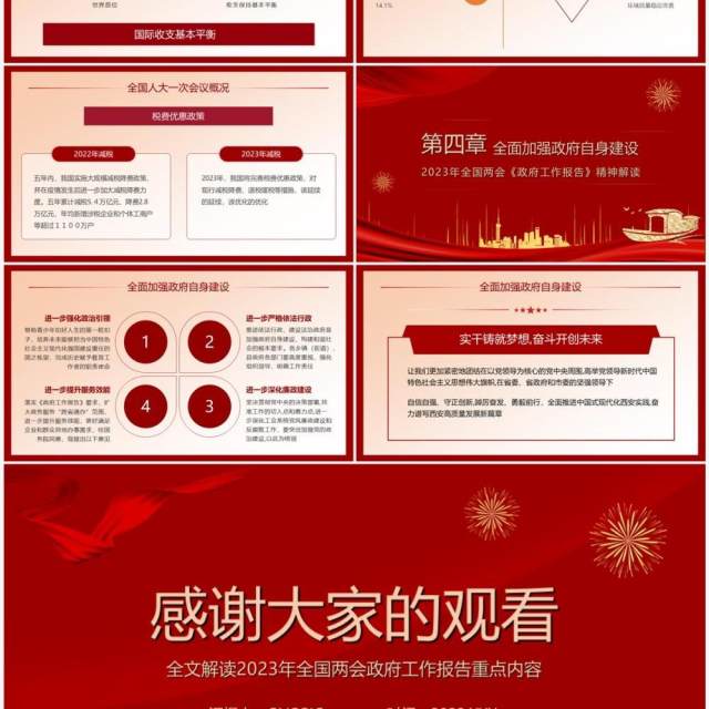 红色简约风数读2023全国两会PPT模板 红色简约风数读2023全国两会PPT模板