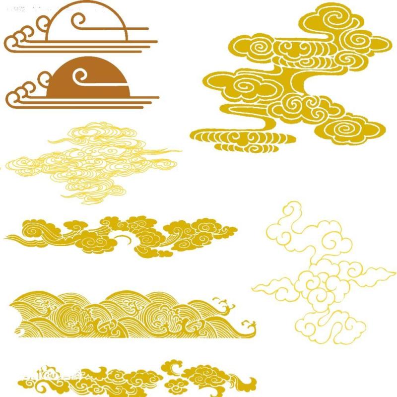 古典古风祥云云纹图案边框花边元素PNG免抠元素设计素材35
