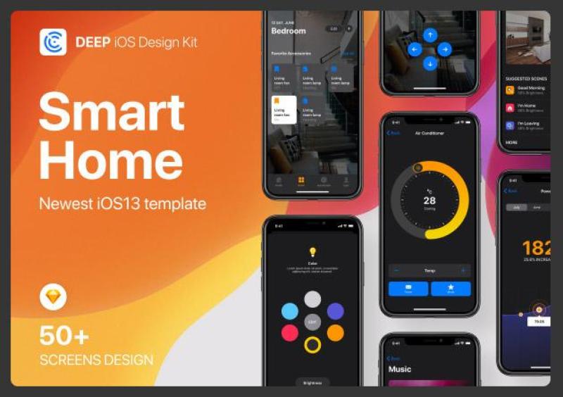 深度智能家居iOS 13设计套件Deep - Smart Home iOS 13 Design Kit