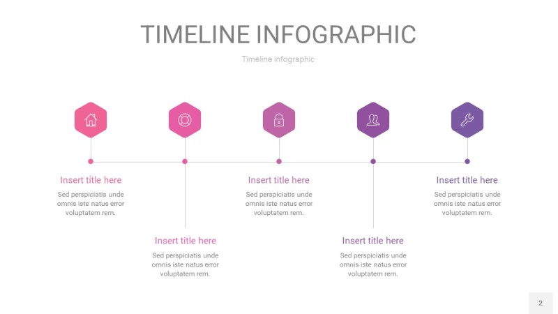 渐变粉色时间轴PPT信息图2
