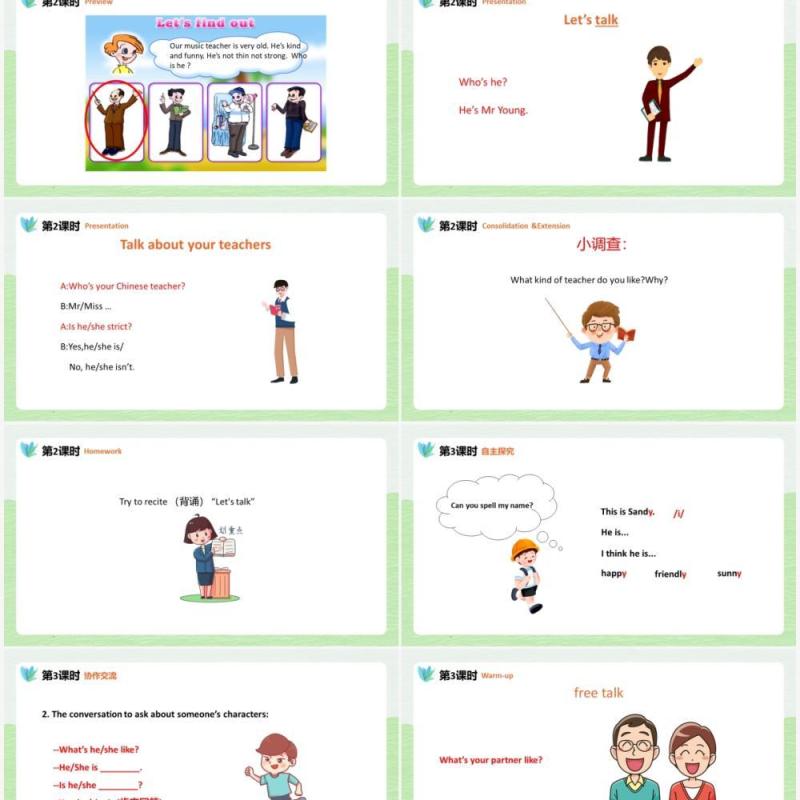 人教版五年级英语上册第一单元What's he like课件PPT模板