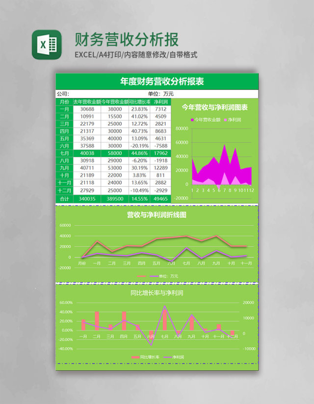 财务营收分析报表excel模板