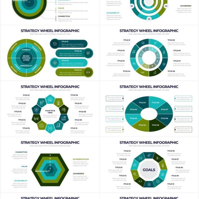 墨绿色圆形战略车轮PPT信息图形素材Strategy Wheel Powerpoint Infographics 墨绿色圆形战略车轮PPT信息图形素材Strategy Wheel Powerpoint Infographics