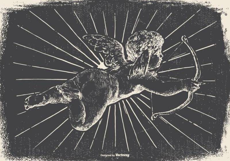 老式的天使/丘比特插画