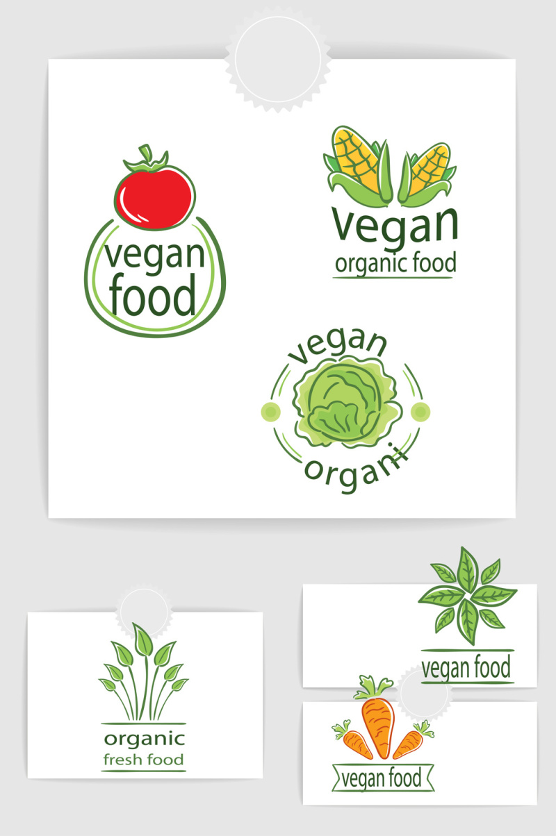创意蔬菜素食标签