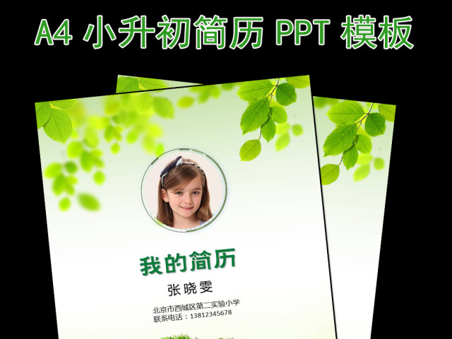 幼升小升初毕业升学择校儿童个人简历模板 幼升小升初毕业升学择校儿童个人简历模板
