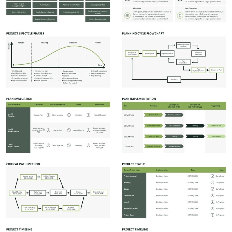 项目计划可插图PPT模板ProjectPlan_Green