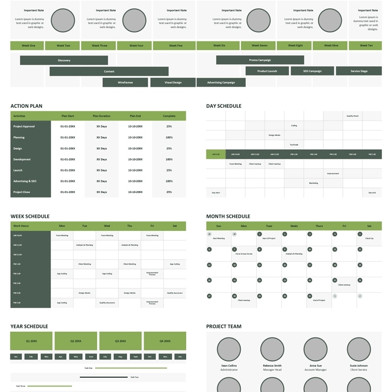 项目计划可插图PPT模板ProjectPlan_Green