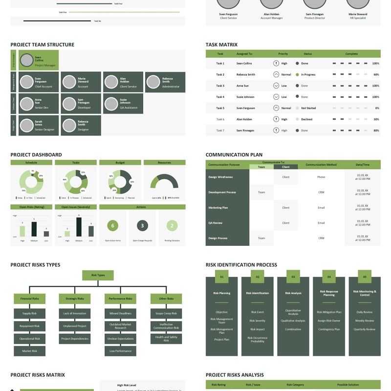 项目计划可插图PPT模板ProjectPlan_Green