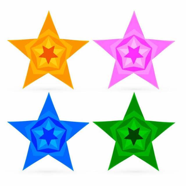 多彩的抽象星星设置矢量设计