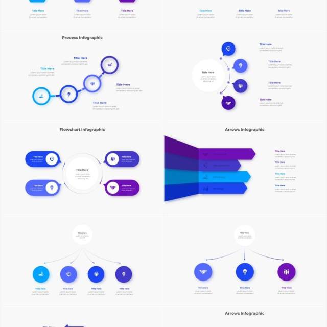 蓝色圆形结构图并列关系信息图表PPT元素素材Infographic Blue