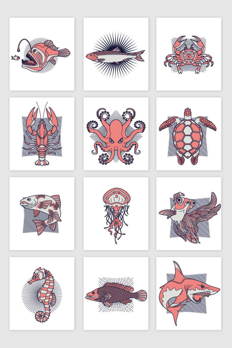 水生生物图标素材