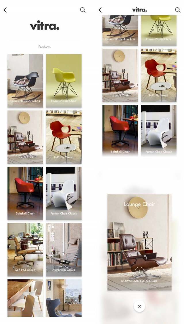 Vitra 画廊应用界面 Vitra 画廊应用界面