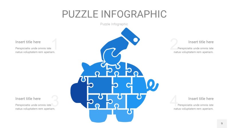 天蓝色拼图PPT图表9