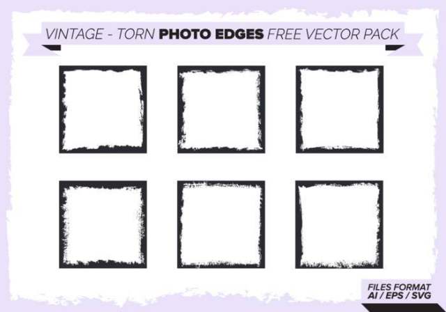 复古撕裂的照片边缘 矢量包