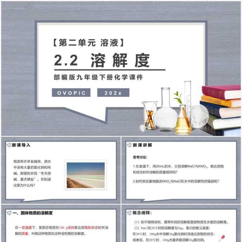 部编版九年级化学下册溶解度课件PPT模板