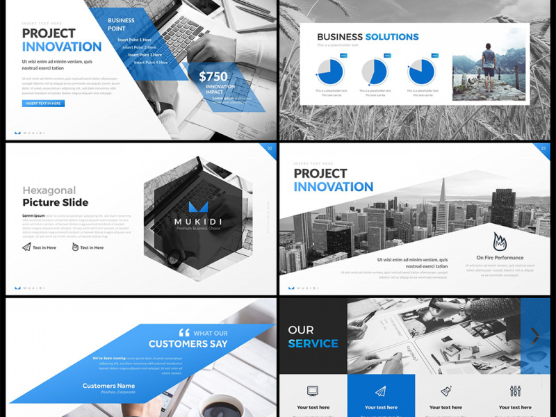 欧美风蓝色个性创意公司策划宣传ppt模板