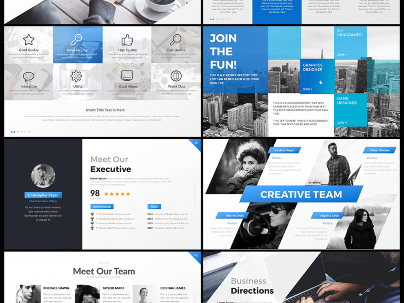 欧美风蓝色个性创意公司策划宣传ppt模板